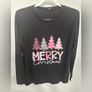 Black Merry Christmas Long Sleeve Shirt